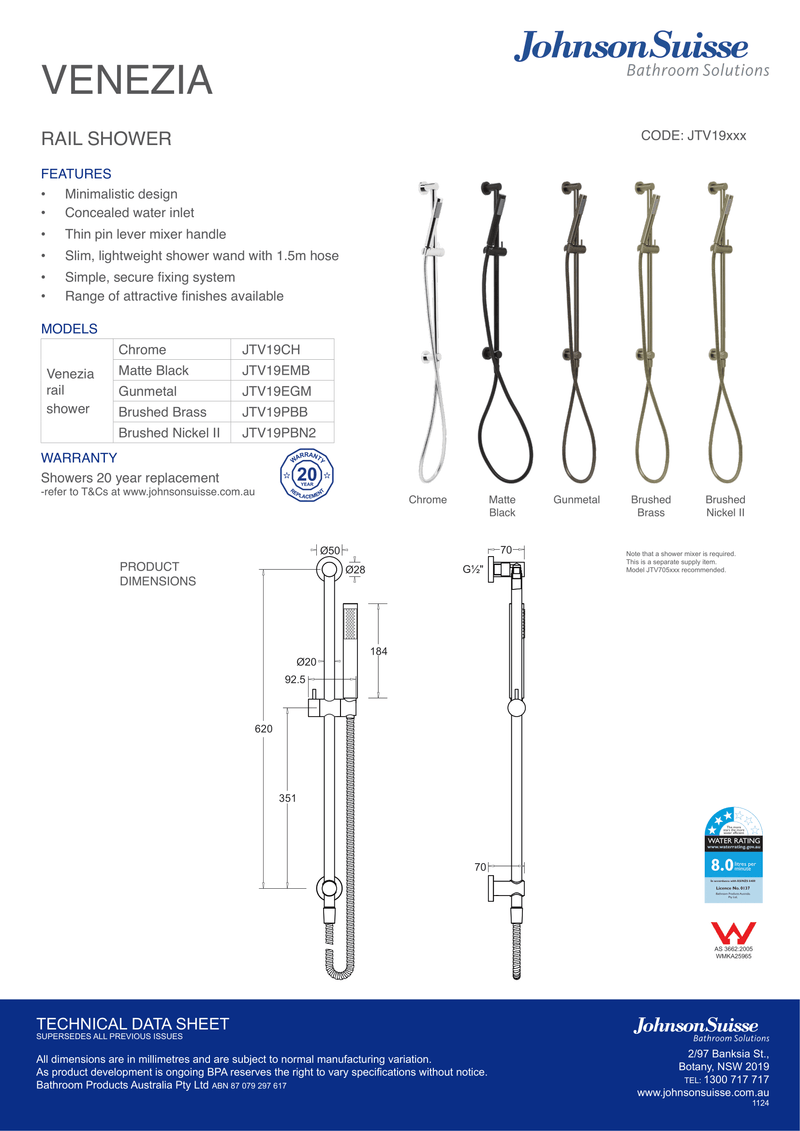 Johnson Suisse Venezia Rail Shower