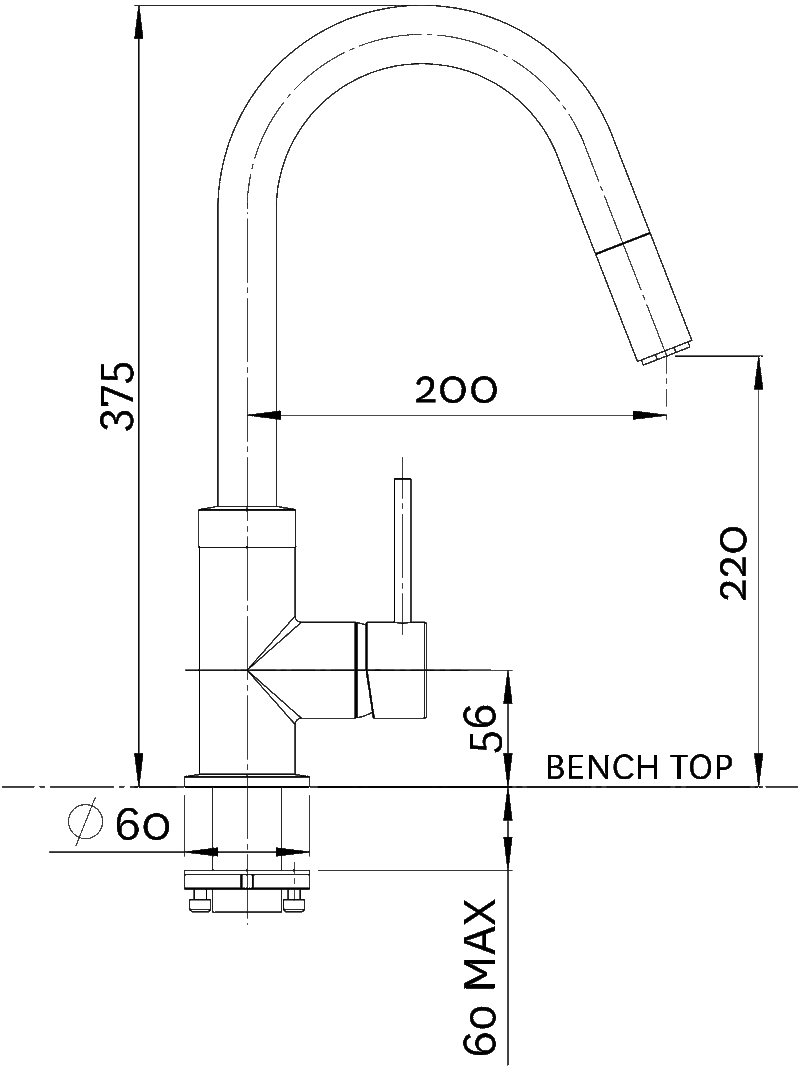 Methven Culinary Gooseneck Pull Out Sink Mixer