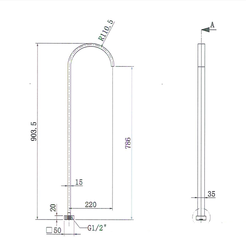 Modern National Chao Freestanding Bath Spout Brushed Nickel