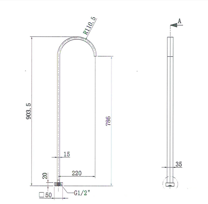 MODERN NATIONAL Chao Freestanding Bath Spout Brushed Nickel