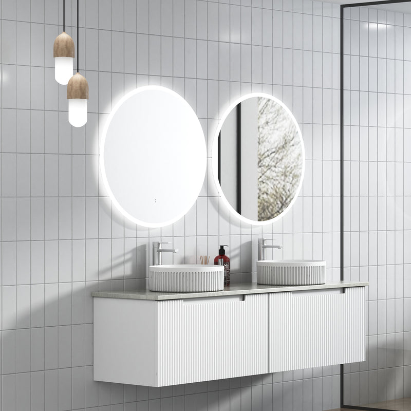 Aulic Perla Mark II Wall Hung V Groove Matte White Finger Pull Cabinet 1500mm