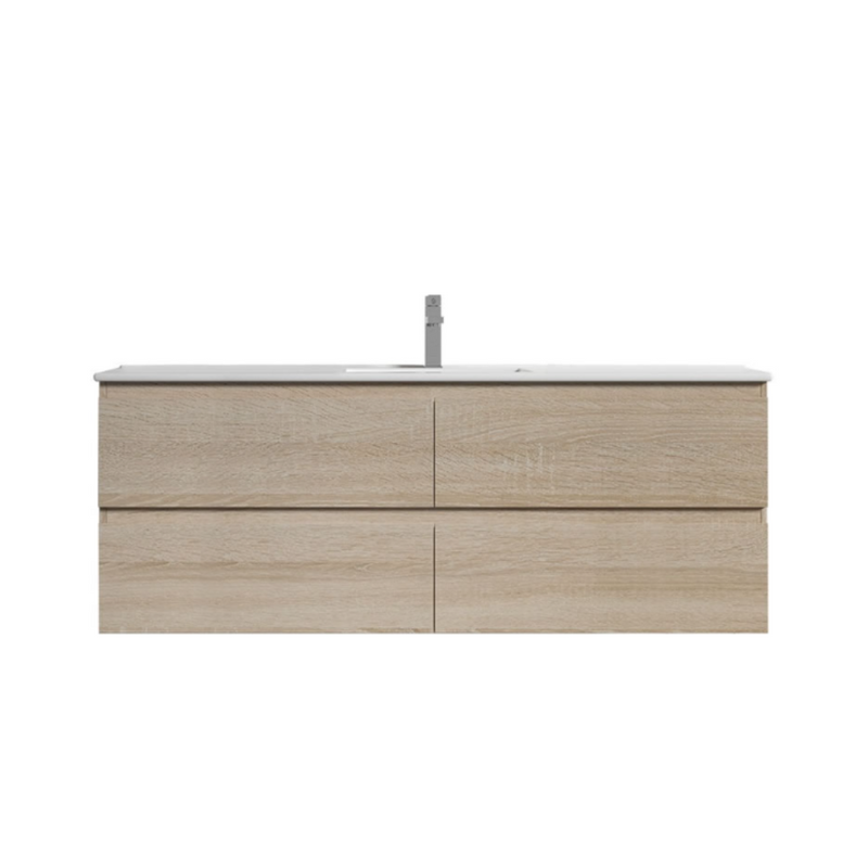 BNK Naga 1500mm Wall Hung All Drawer Plywood Timber Wood Grain 1TH Inc. Single Basin