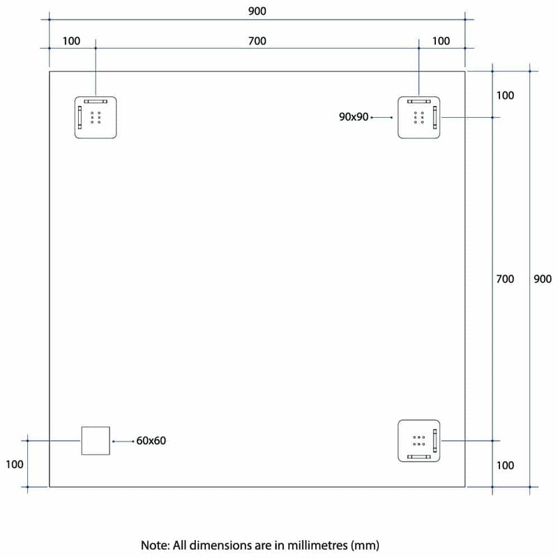 Thermogroup Montana Rectangle 25mm Bevel Edge Mirror with Hangers and Demister