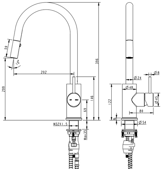 Millennium Cioso Pull Out Spray Sink Mixer