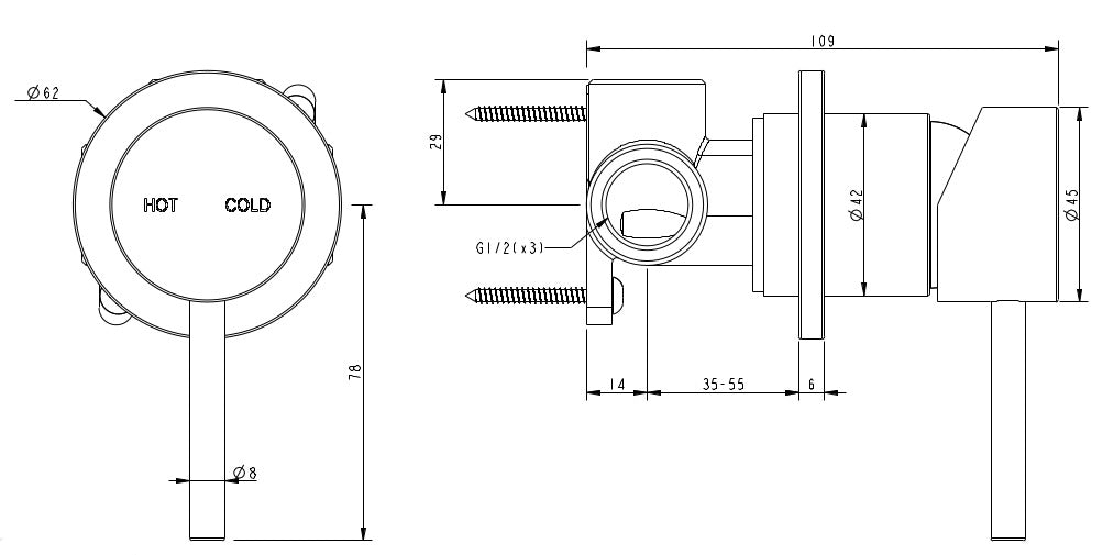 Millennium Cioso Shower Mixer Pin Down