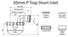 Caroma 50mm P Trap Short Inlet