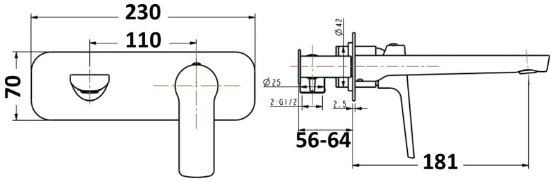 Millennium Akemi Wall Basin/Bath Mixer