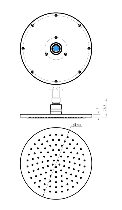 Millennium Akemi Round Overhead Shower