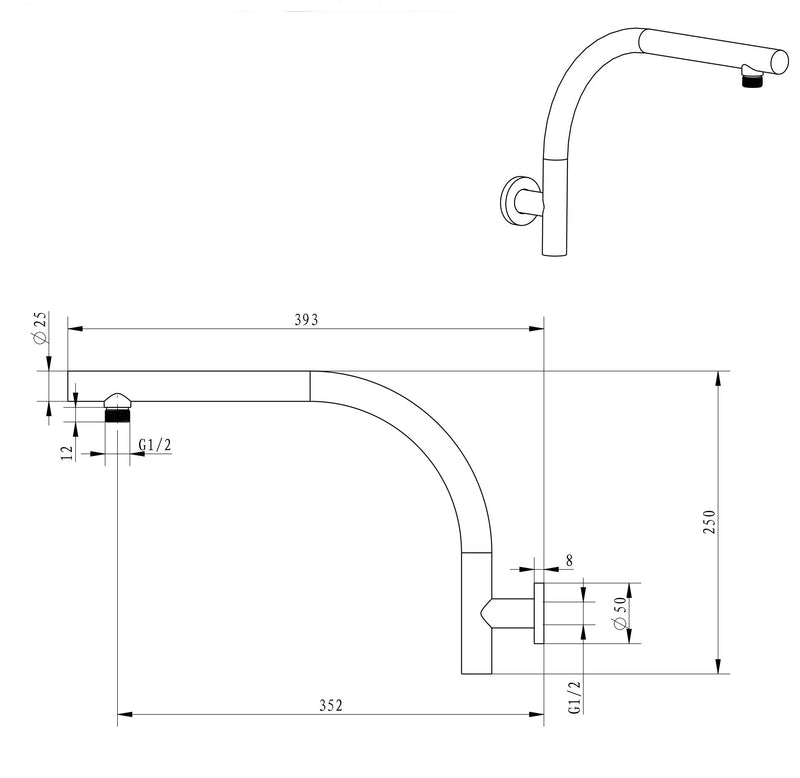 Millennium Akemi Raised Shower Arm