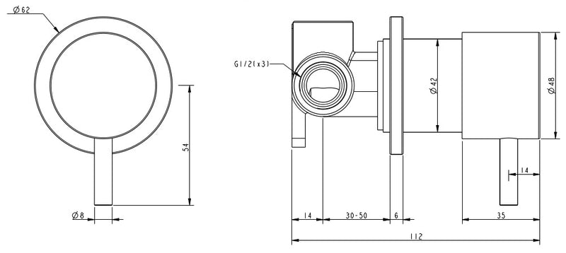 Millennium Cioso Progressive Wall Mixer Pin Down