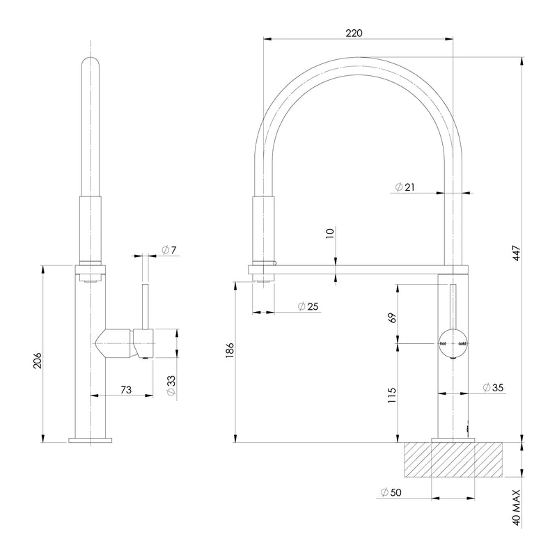 Phoenix Blix Flexible Hose Sink Mixer 220mm Round – Lead Free