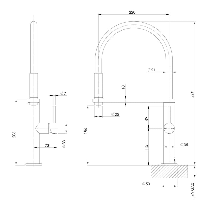 Phoenix Blix Flexible Hose Sink Mixer 220mm Round – Lead Free
