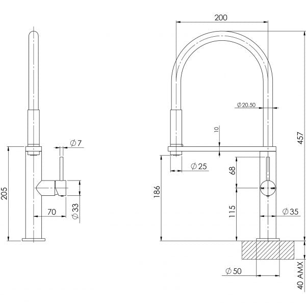 Phoenix Blix Flexible Hose Sink Mixer Round
