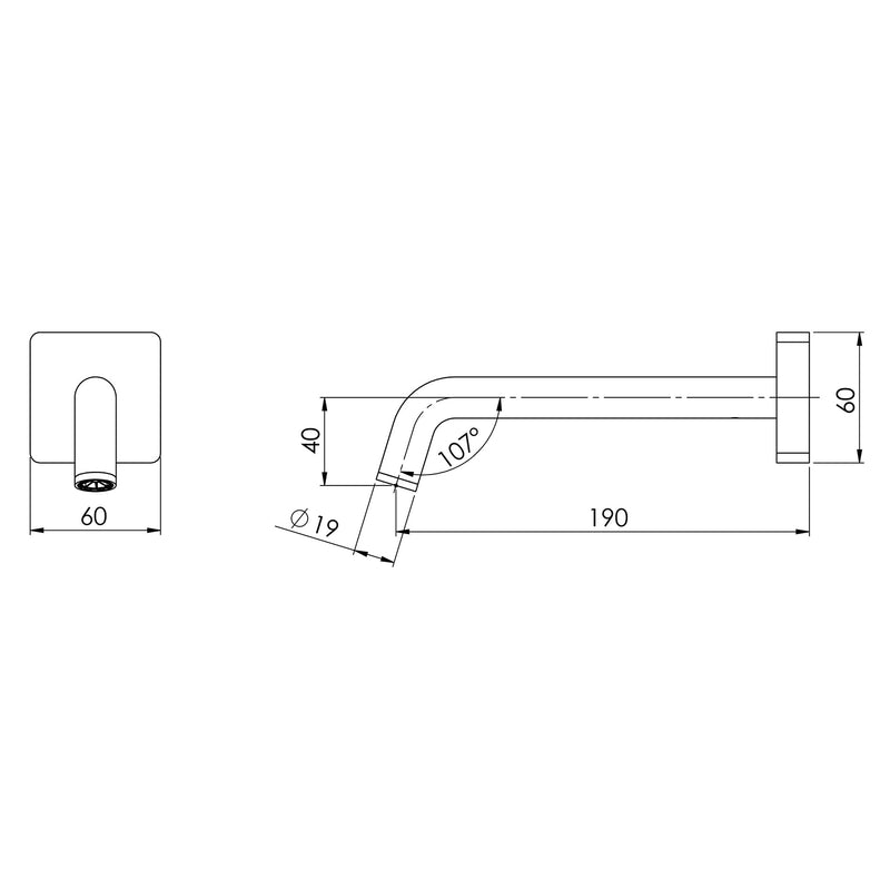 Phoenix Toi Wall Bath Outlet 180mm