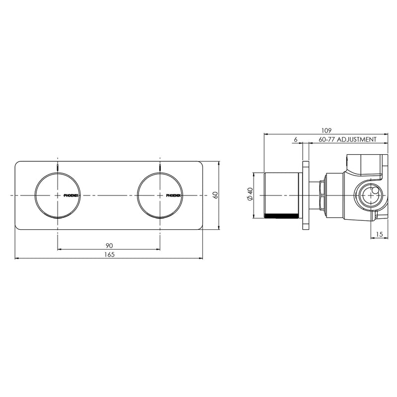 Phoenix Toi Twin Shower / Wall Mixer