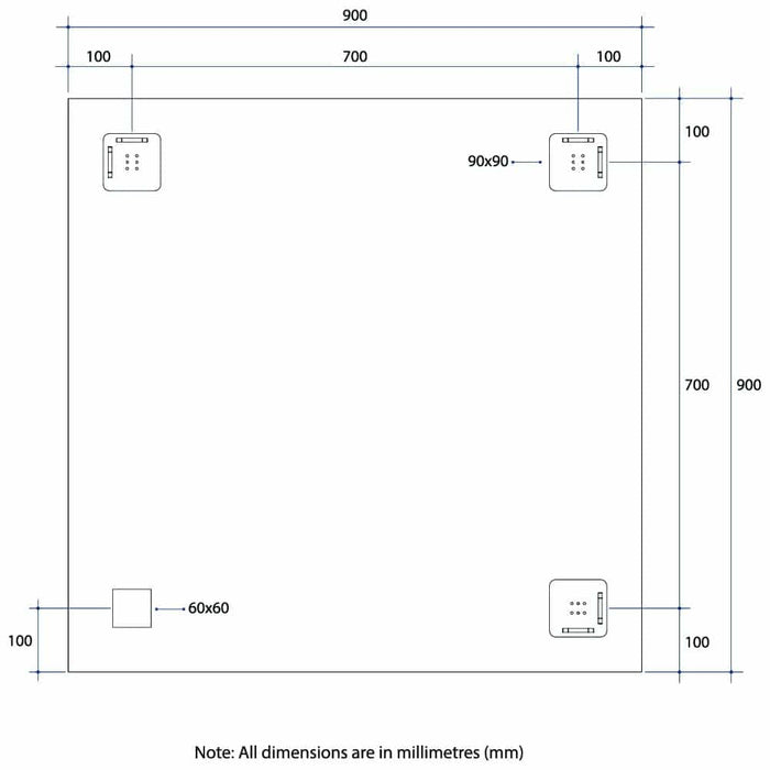 Thermogroup Montana Rectangle 25mm Bevel Edge Mirror with Hangers and Demister