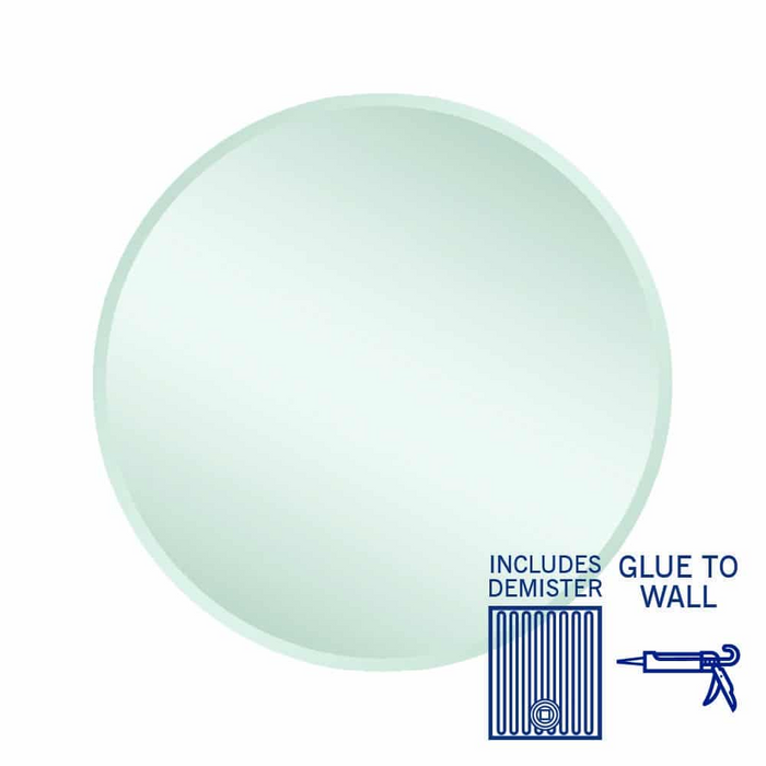 Thermogroup Kent 18mm Bevel Round Mirror Glue-to-Wall and Demister