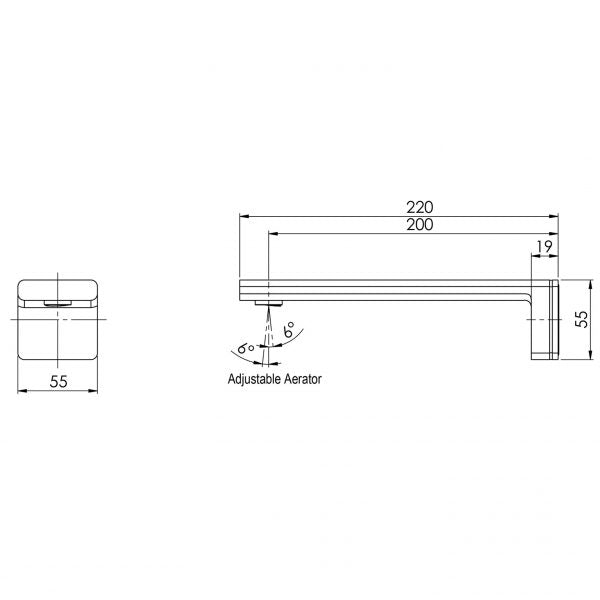Phoenix Alia Wall Basin / Bath Outlet 200mm
