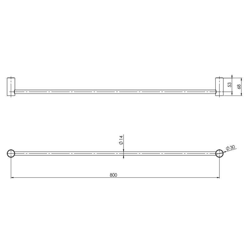Phoenix Vivid Slimline Single Towel Rail 800mm