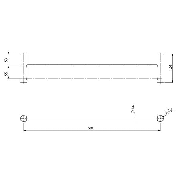 Phoenix Vivid Slimline Double Towel Rail 800mm