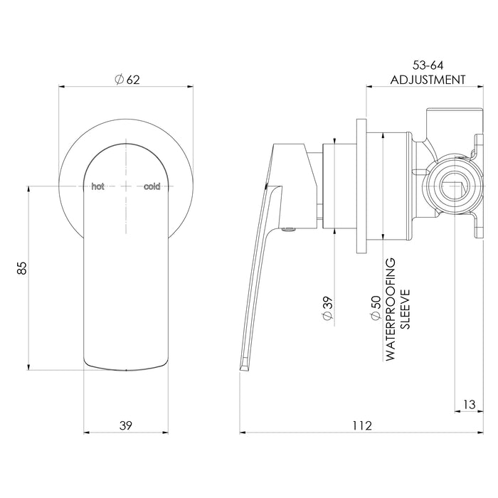 Phoenix Mekko SwitchMix Shower / Wall Mixer Round Plate (Complete Kit) – Lead Free