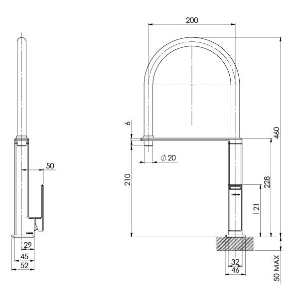 Phoenix Zimi Sink Mixer (no handle)