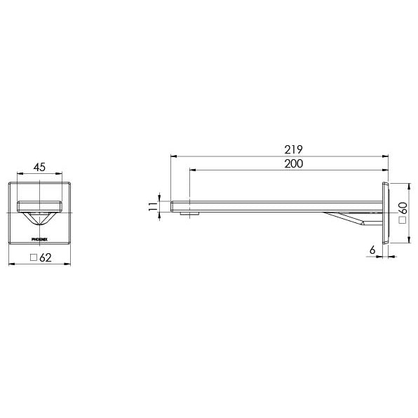 Phoenix Zimi Wall Basin Outlet 200mm