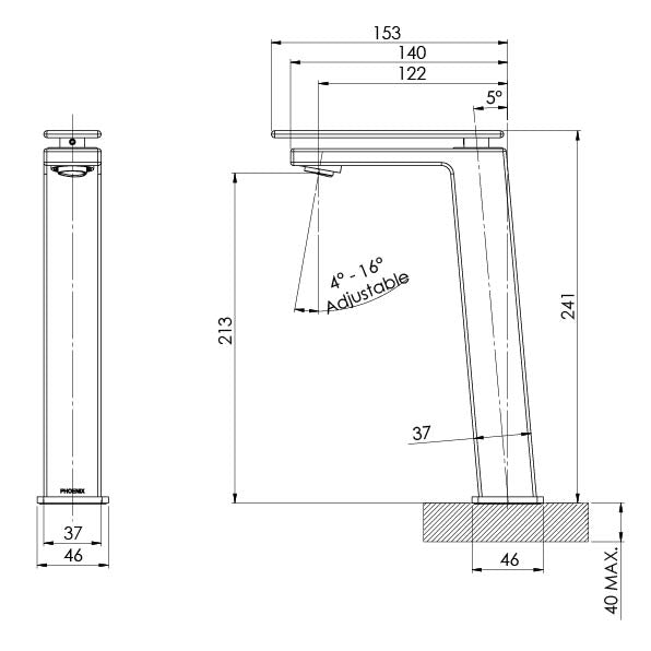 Phoenix Zimi Vessel Mixer (no handle)