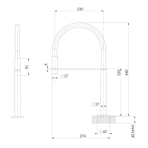 Phoenix Axia Hob Sink Outlet Flexible Hose 230mm