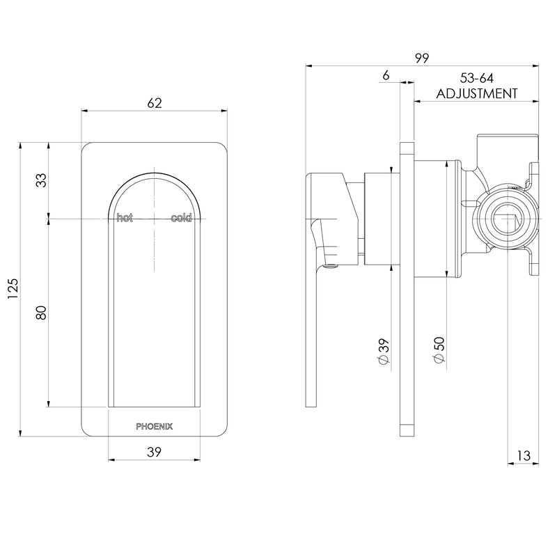 Phoenix Teel SwitchMix Shower / Wall Mixer (Complete Kit)