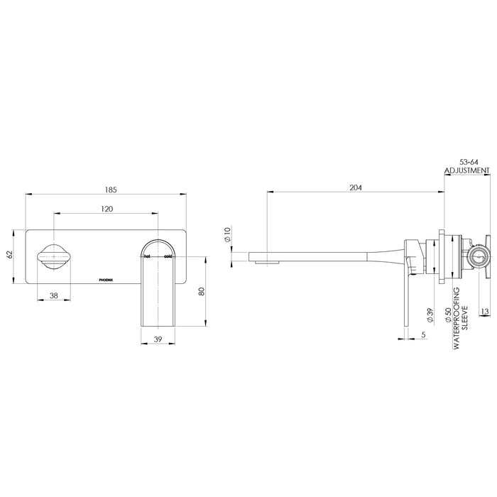 Phoenix Teel SwitchMix Wall Basin / Bath Mixer Set 200mm (Complete Kit) – Lead Free