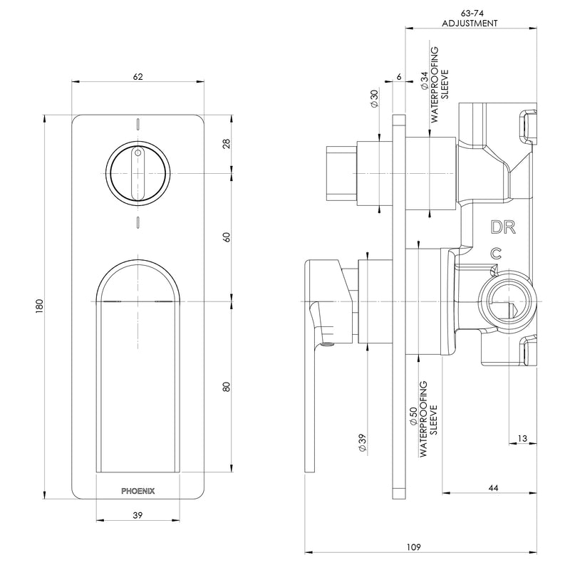 Phoenix Teel SwitchMix Shower / Bath Diverter Mixer (Complete Kit)