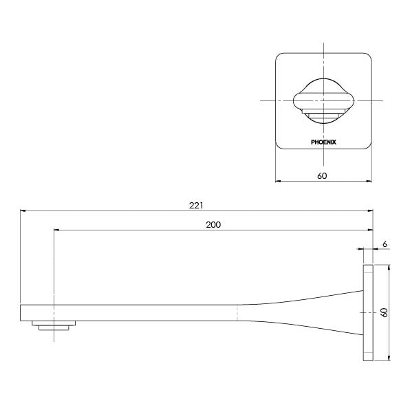 Phoenix Teel Wall Bath Outlet 200mm