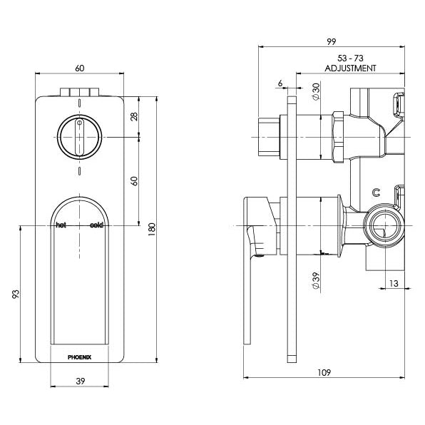 Phoenix Teel Shower / Bath Diverter Mixer