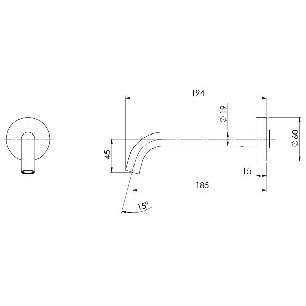 Phoenix Vivid Slimline Plus Wall Basin / Bath Outlet 180mm