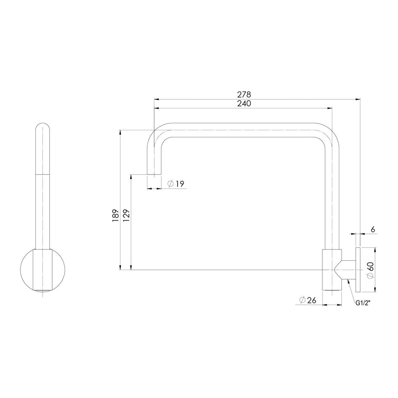 Phoenix Vivid Slimline Plus Wall Sink Outlet 240mm Squareline