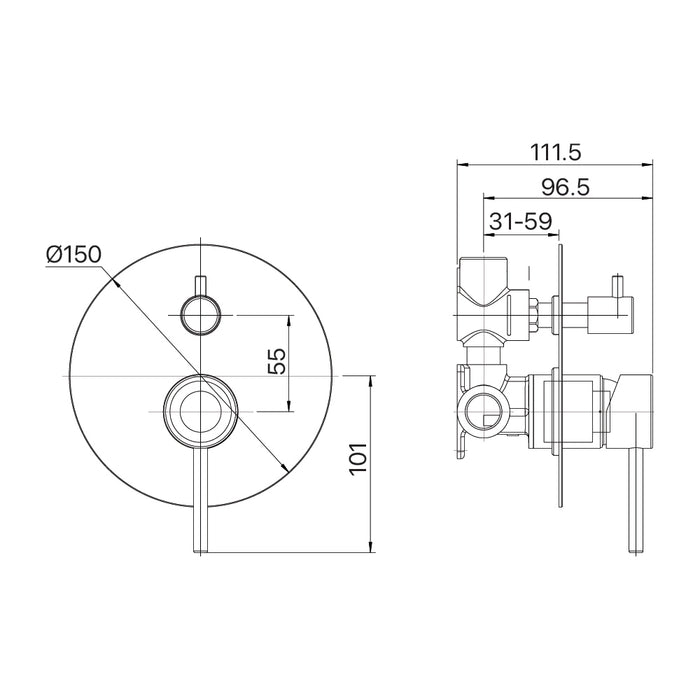 Brasshards Anise Shower Diverter Mixer