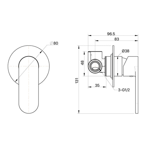 Brasshards Saffron Shower Mixer Trim Kit (80mm Backplate)