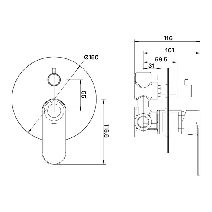 Brasshards Saffron Shower Diverter Mixer