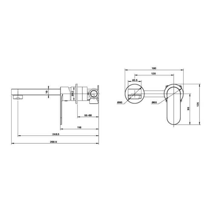 Brasshards Saffron Dual Wall Plate Mixer Trim Kit