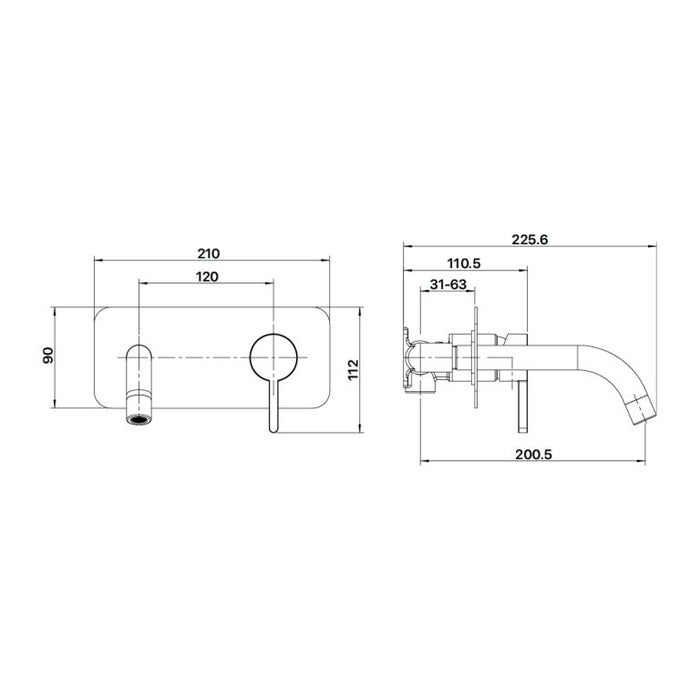 Brasshards Aloe Wall Plate Mixer Cold Start