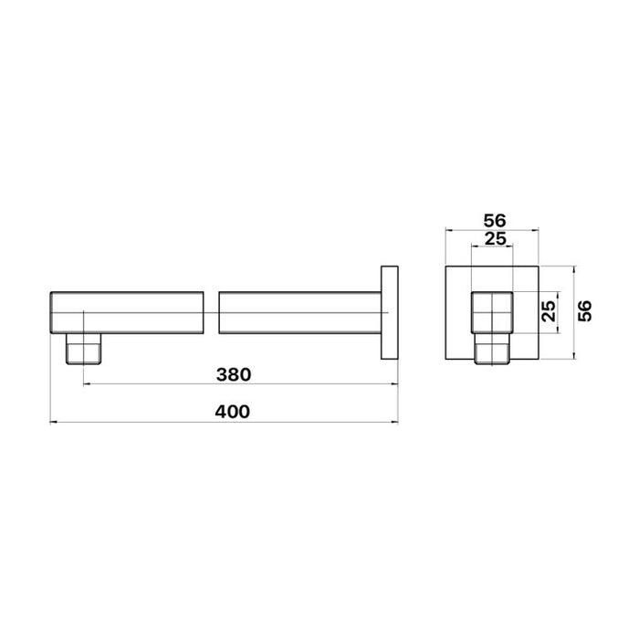 Brasshards Chai 380mm Straight Shower Arm