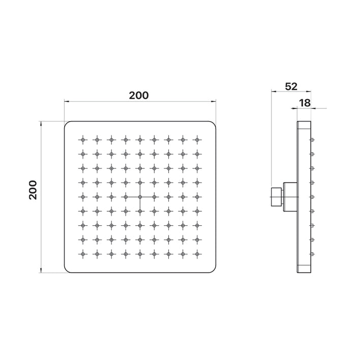 Brasshards Chai 200mm ABS Shower Head Matt Black