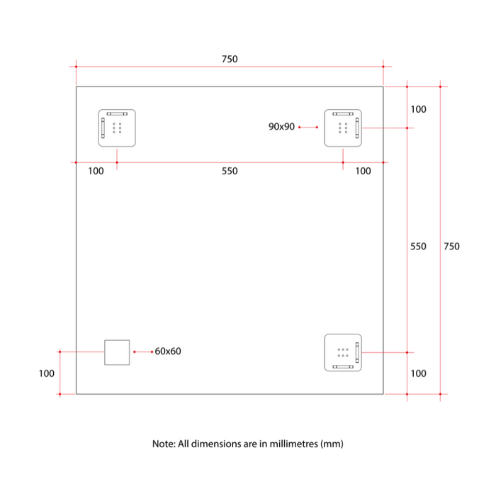 Montana Square 25mm Bevel Edge Mirror - with Hangers