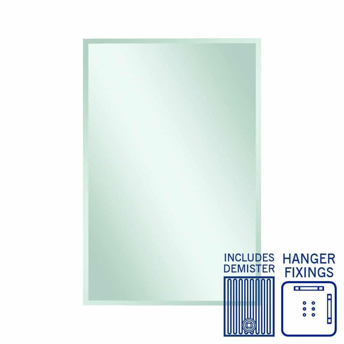 Thermogroup Montana Rectangle 25mm Bevel Edge Mirror with Hangers and Demister