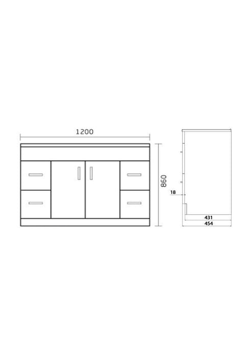 Azzura Ultra Series 120cm Vanity with 2 Doors and 2 Drawe