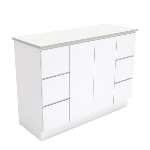 Fienza Fingerpull Gloss White 1200 Cabinet on Kickboard