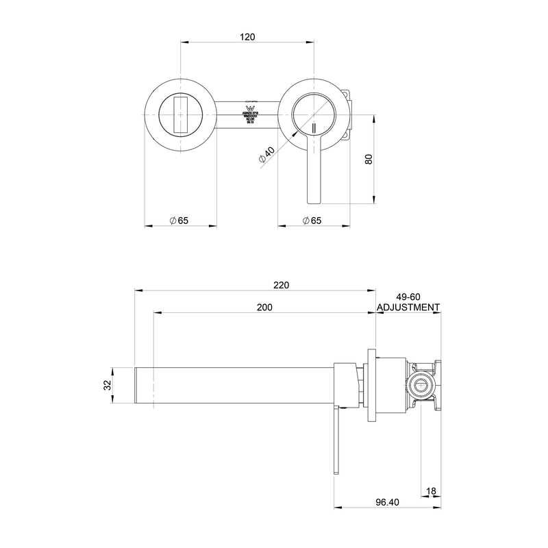Phoenix Lexi MKII Wall Basin Mixer Set 200mm