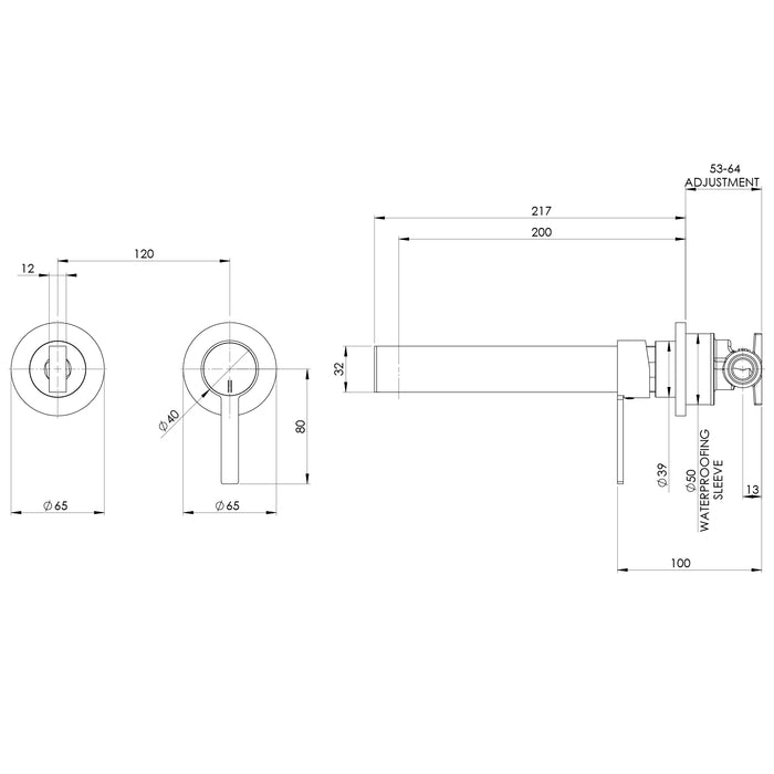 Phoenix Lexi MKII SwitchMix Wall Bath Mixer Set 200mm (Complete Kit)