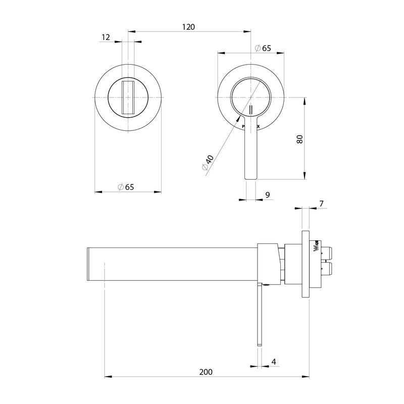 Phoenix Lexi MKII SwitchMix Wall Bath Mixer Set 200mm Fit-Off Kit